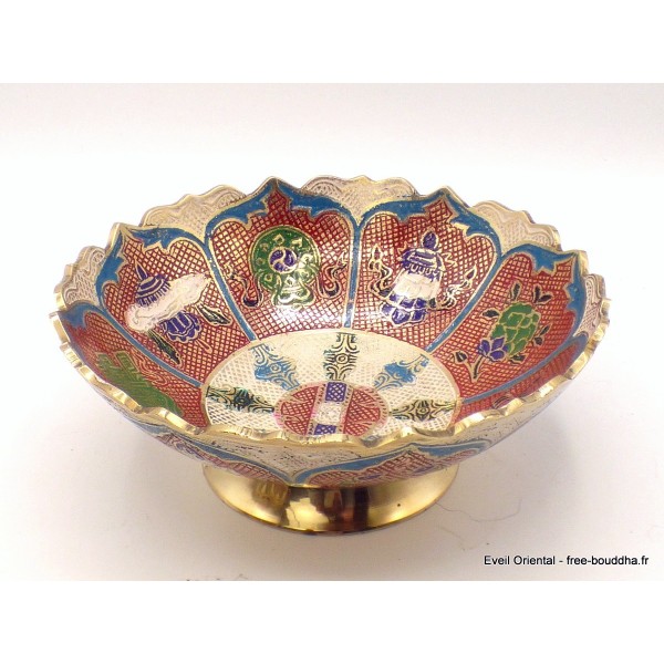 Grand bol d'offrande laiton émaillé 19 cm plusieurs coloris Bols d'offrandes bouddhistes GBOL1