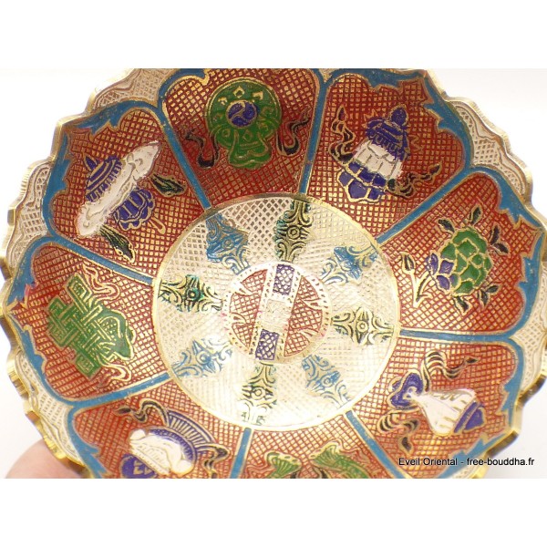 Grand bol d'offrande laiton émaillé 19 cm plusieurs coloris Bols d'offrandes bouddhistes GBOL1