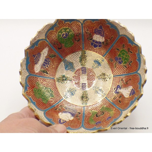 Grand bol d'offrande laiton émaillé 19 cm plusieurs coloris Bols d'offrandes bouddhistes GBOL1