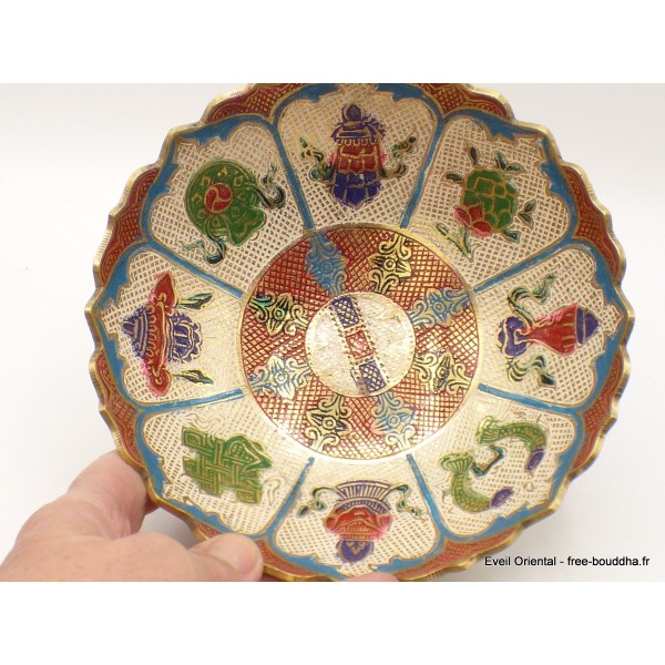 Grand bol d'offrande laiton émaillé 19 cm plusieurs coloris Bols d'offrandes bouddhistes GBOL1