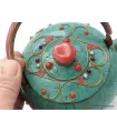 Théière tibétaine en pierres turquoise et corail - Artisanat tibétain bouddhiste