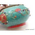 Théière tibétaine en pierres turquoise et corail Artisanat tibétain bouddhiste TH1