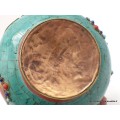 Théière tibétaine en pierres turquoise et corail Artisanat tibétain bouddhiste TH1