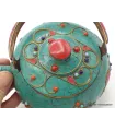 Théière tibétaine en pierres turquoise et corail - Artisanat tibétain bouddhiste