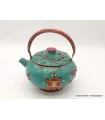Théière tibétaine en pierres turquoise et corail - Artisanat tibétain bouddhiste