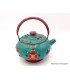 Théière tibétaine en pierres turquoise et corail Artisanat tibétain bouddhiste TH1