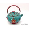 Théière tibétaine en pierres turquoise et corail Artisanat tibétain bouddhiste TH1