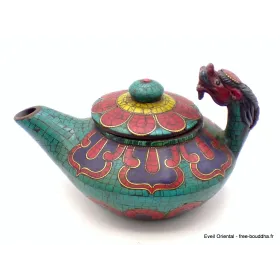Théière tibétaine Dragon en fonte - Artisanat tibétain bouddhiste