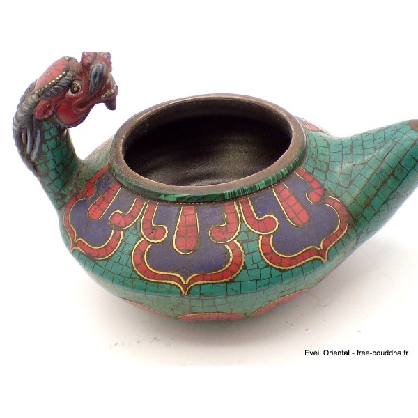 Théière tibétaine Dragon en fonte Artisanat tibétain bouddhiste TH3