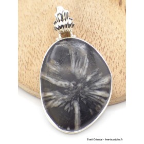 Gros Pendentif argent Chrysanthème bélière feuille Pendentifs pierres naturelles GH11.1