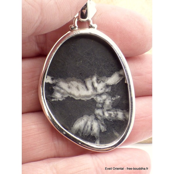 Gros Pendentif argent Chrysanthème bélière feuille Pendentifs pierres naturelles GH11.1