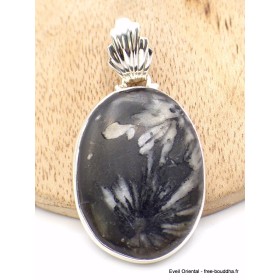 Pendentif argent Chrysanthème bélière feuille Pendentifs pierres naturelles GH11.2