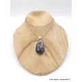Pendentif argent Chrysanthème bélière feuille - Pendentifs pierres naturelles