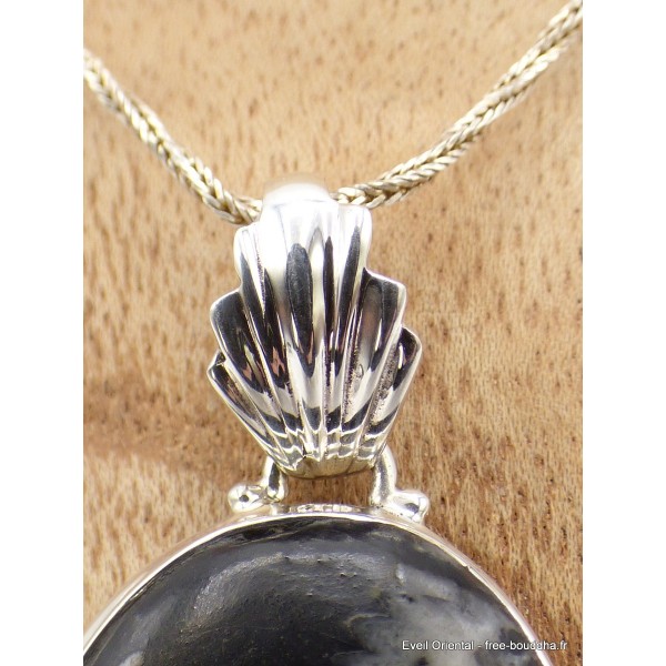 Pendentif argent Chrysanthème bélière feuille Pendentifs pierres naturelles GH11.2