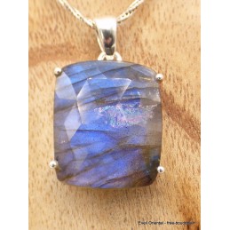 Pendentif Labradorite bleue facettée rectangulaire qualité AAA Pendentifs pierres naturelles AW60.2