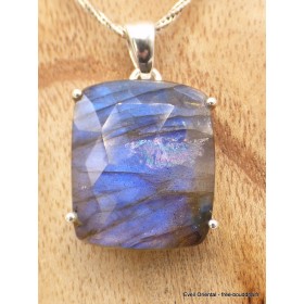 Pendentif Labradorite bleue facettée rectangulaire qualité AAA Pendentifs pierres naturelles AW60.2