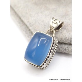 Pendentif Calcédoine bleue rectangulaire style ancien Pendentifs pierres naturelles AW67.1