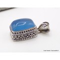Pendentif Calcédoine bleue rectangulaire style ancien Pendentifs pierres naturelles AW67.1