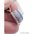 Pendentif Calcédoine bleue rectangulaire style ancien Pendentifs pierres naturelles AW67.1