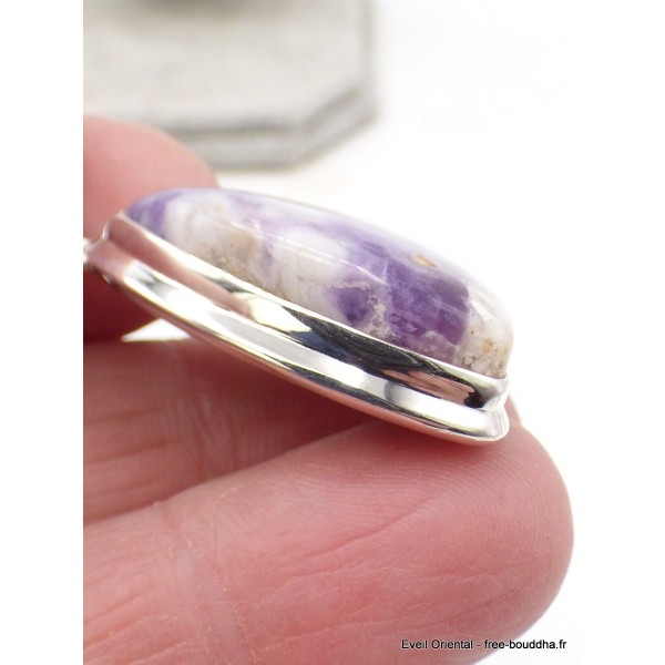 Pendentif marquise Opale flamme violette asymétrique Bijoux en Opales AW114.2