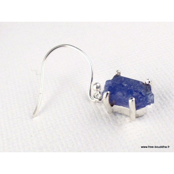 Boucles d'oreilles Tanzanite brute serties griffes Bijoux en Tanzanite AW79