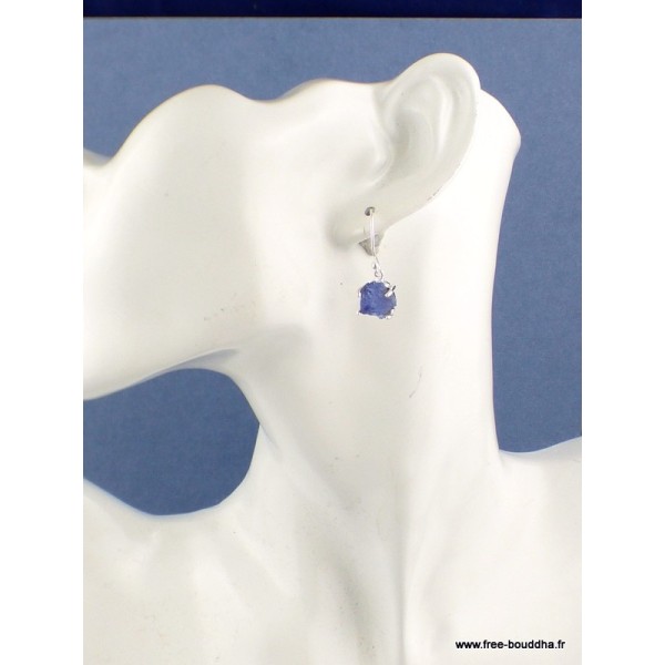 Boucles d'oreilles Tanzanite brute serties griffes Bijoux en Tanzanite AW79