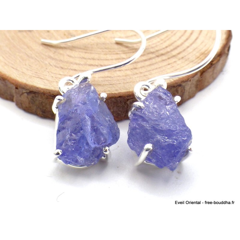 Boucles d'oreilles Tanzanite brute serties griffes Boucles d'oreilles en pierres AW79