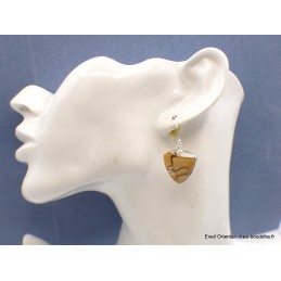 Petites Boucles d'oreilles Jaspe Brecchia triangulaires Bijoux en Jaspe AW81.1