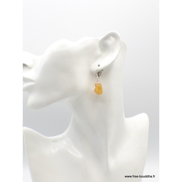 Boucles d'oreilles Citrine brute serties griffes Boucles d'oreilles en pierres AW84