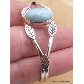 Bracelet Jonc en larimar motif feuilles Bijoux en Larimar AW28.1