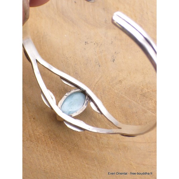 Bracelet Jonc en larimar motif feuilles Bijoux en Larimar AW28.1