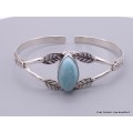Bracelet Jonc en larimar motif feuilles Bijoux en Larimar AW28.1