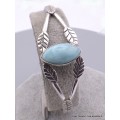 Bracelet Jonc en larimar motif feuilles Bijoux en Larimar AW28.1