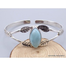 Bracelet Jonc en larimar motif feuilles Bijoux en Larimar AW28.1