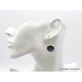 Boucles Hypersthène authentique rondes en argent 925