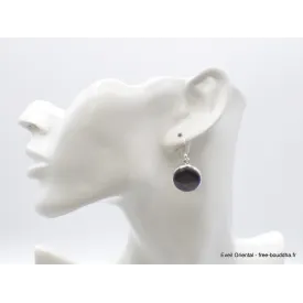 Boucles d'oreilles Hypersthène rondes - Boucles d'oreilles en pierres naturelles