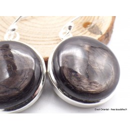 Boucles d'oreilles Hypersthène rondes Boucles d'oreilles en pierres AW92