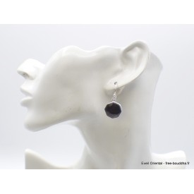 Boucles d’oreilles Hypersthène hexagonales argent 925