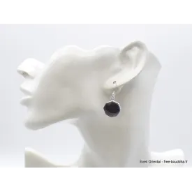 Boucles d'oreilles Hypersthène hexagonales - Boucles d'oreilles en pierres naturelles