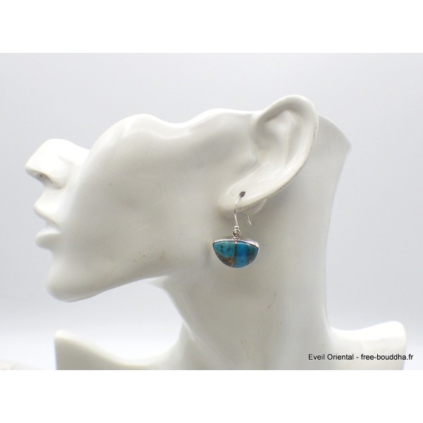 Boucles d'oreilles Turquoise Mohave cuivrées semi-rondes Bijoux en Turquoise AW95