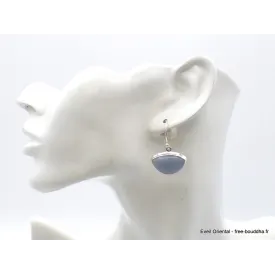 Boucles d'oreilles Angelite bleue anhydrite semi-rondes - Bijoux en Angélite