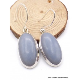Boucles d'oreilles Angelite bleue anhydrite ovales Bijoux en Angélite AW96.1