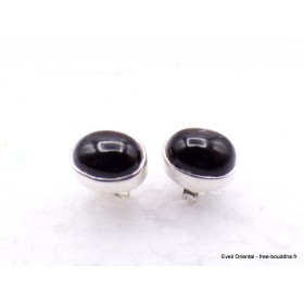 Clous d'oreilles Black Star Diopside ronde ou ovale Boucles d'oreilles en pierres AW99