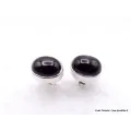 Clous d'oreilles Black Star Diopside ronde ou ovale - Boucles d'oreilles en pierres naturelles