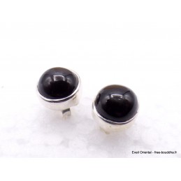 Clous d'oreilles Black Star Diopside ronde ou ovale Boucles d'oreilles en pierres AW99