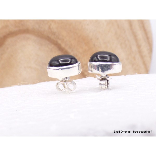 Clous d'oreilles Black Star Diopside ronde ou ovale Boucles d'oreilles en pierres AW99