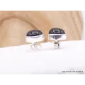 Clous d'oreilles Black Star Diopside ronde ou ovale - Boucles d'oreilles en pierres naturelles