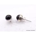 Clous d'oreilles Black Star Diopside ronde ou ovale - Boucles d'oreilles en pierres naturelles