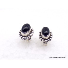 Clous d'oreilles Onyx noir oval Boucles d'oreilles en pierres AW100.1