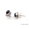 Clous d'oreilles Onyx noir oval Boucles d'oreilles en pierres AW100.1